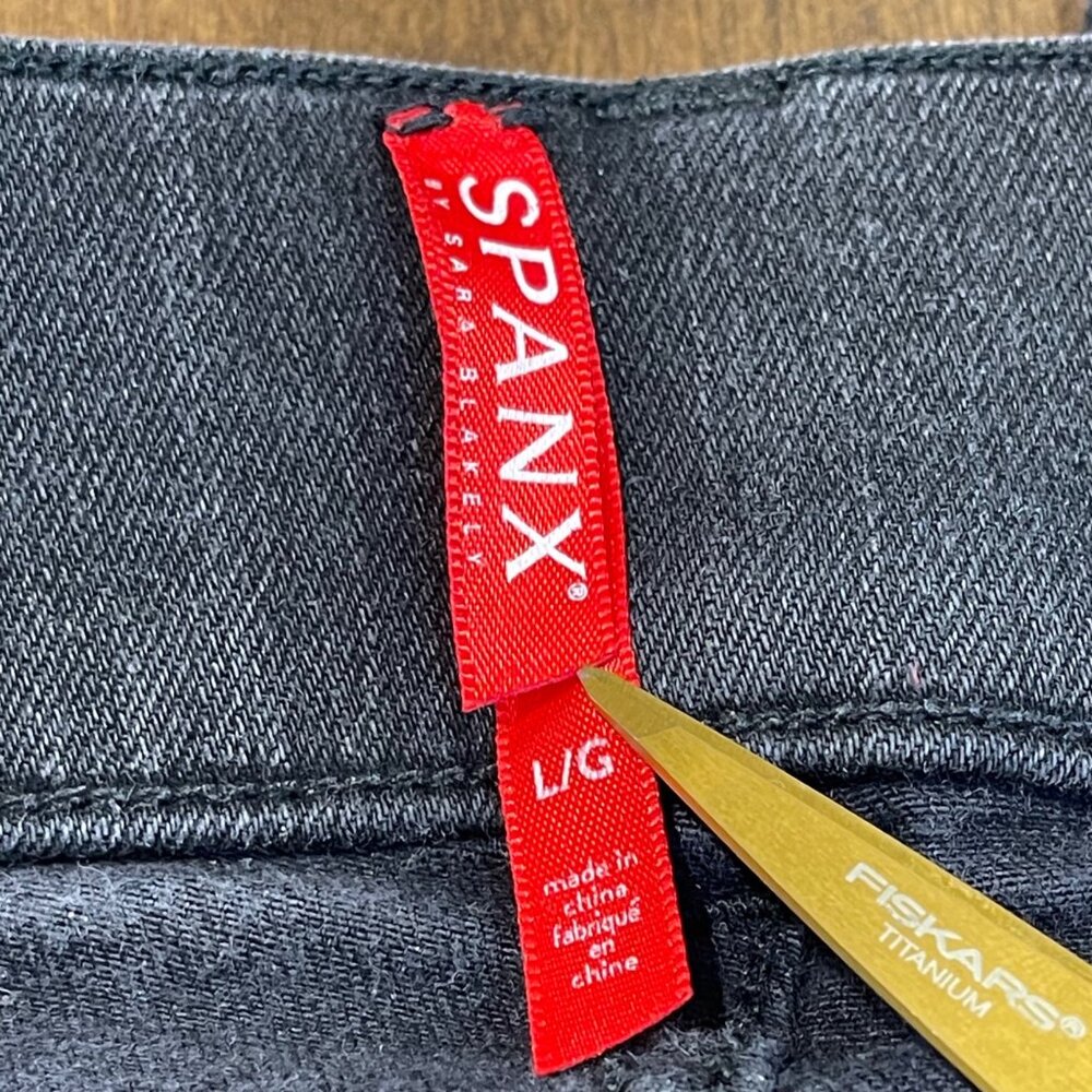 SPANX EveryWear Ankle Skinny Jeans Womens Size Large Clean Black Color Stretch - Picture 8 of 12